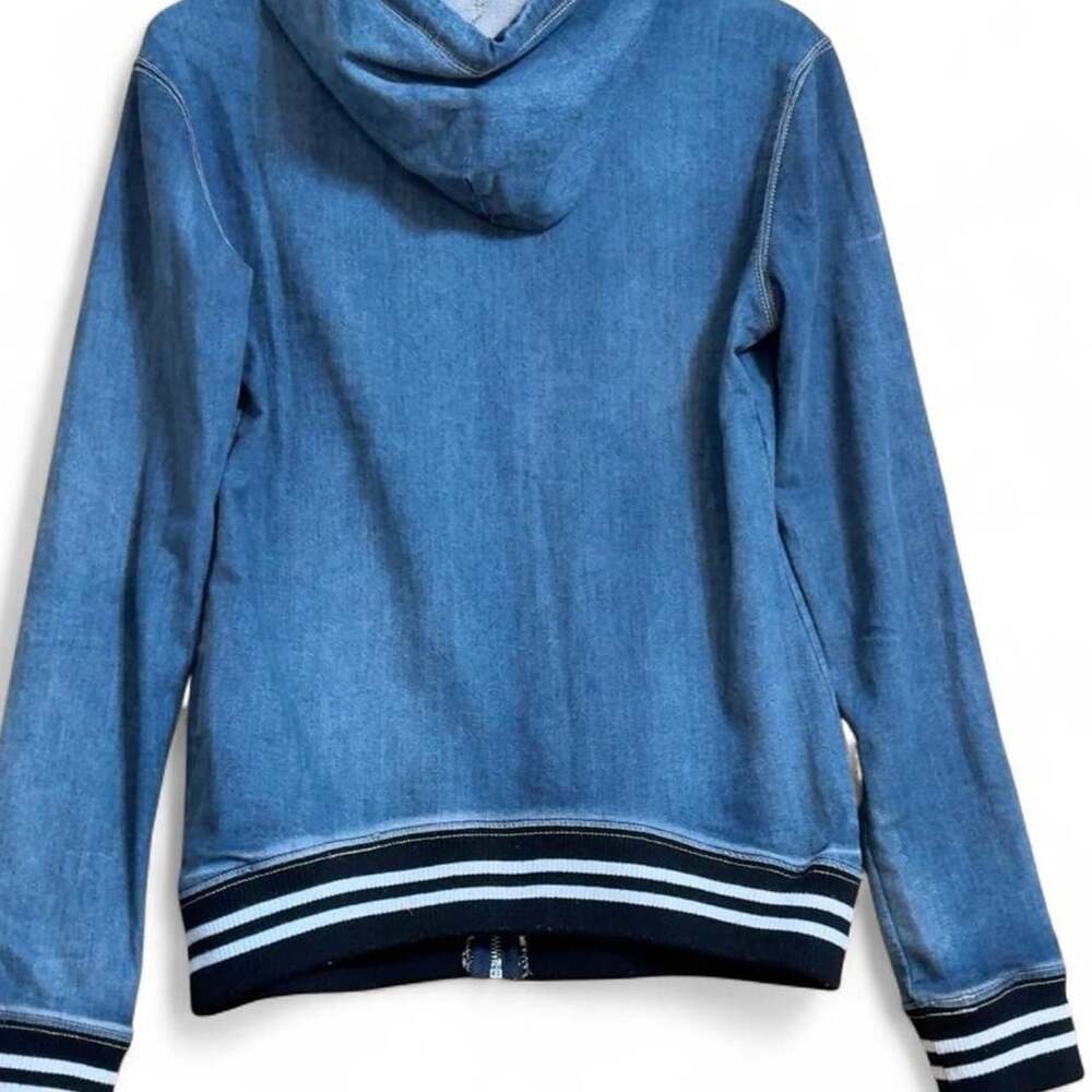 Sneak Peek Denim-Look Zip-Up Hoodie - Picture 4 of 5
